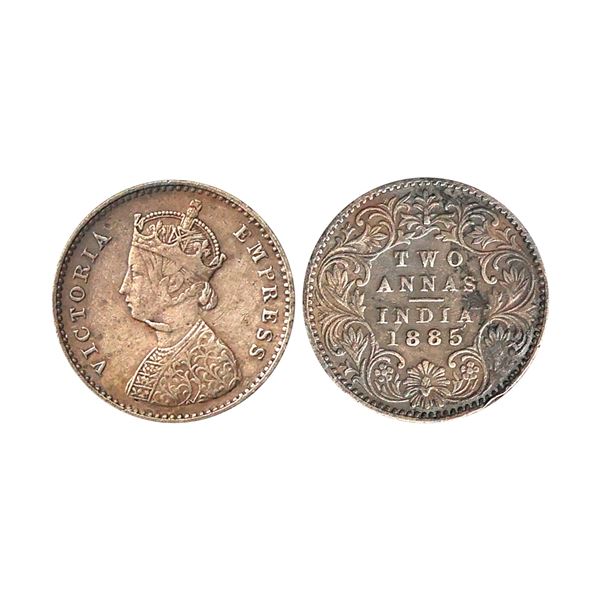 Victoria Empress, Silver 2 Annas, 1885, Bombay Mint