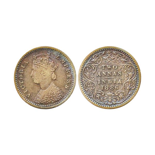 Victoria Empress, Silver 2 Annas, 1886, Bombay Mint