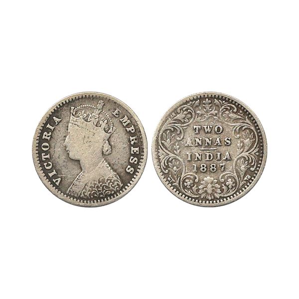 Victoria Empress, Silver 2 Annas, 1887, Bombay Mint