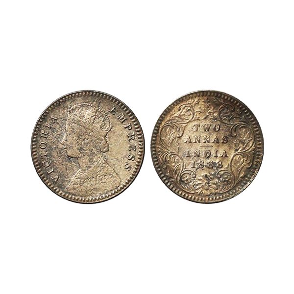 Victoria Empress, Silver 2 Annas, 1888, No Mint