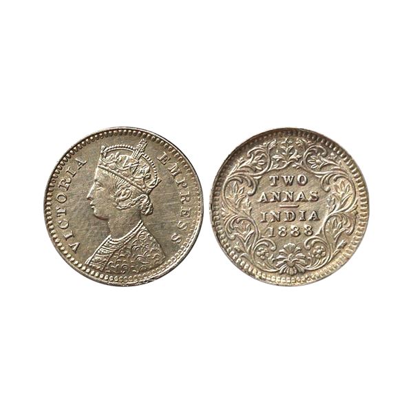 Victoria Empress, Silver 2 Annas, 1888, No Mint