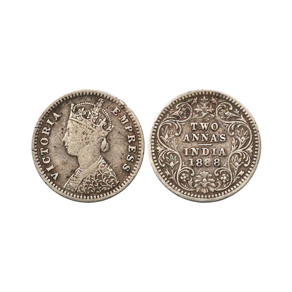 Victoria Empress, Silver 2 Annas, 1888, Bombay Mint