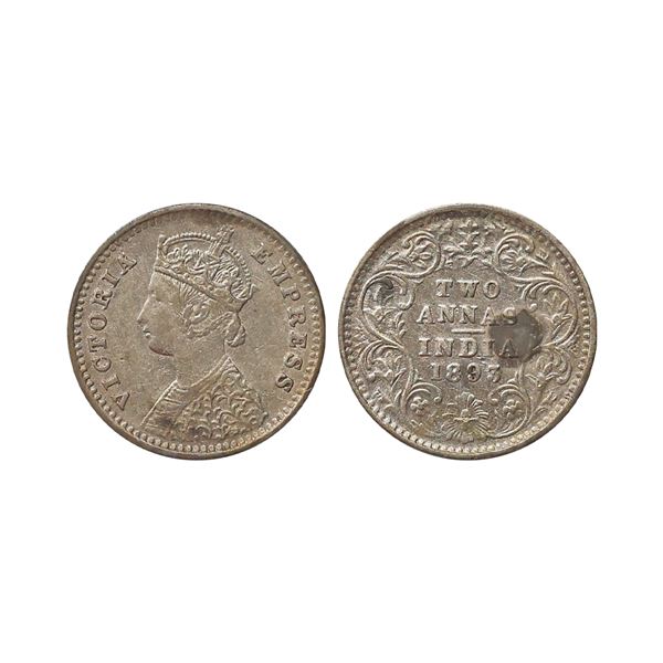 Victoria Empress, Silver 2 Annas, 1893, Bombay Mint