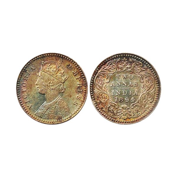 Victoria Empress, Silver 2 Annas, 1894, Calcutta Mint
