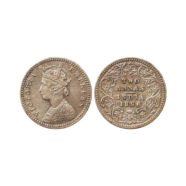 Victoria Empress, Silver 2 Annas, 1896, Calcutta Mint