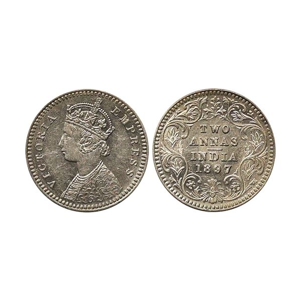 Victoria Empress, Silver 2 Annas, 1897, Calcutta Mint