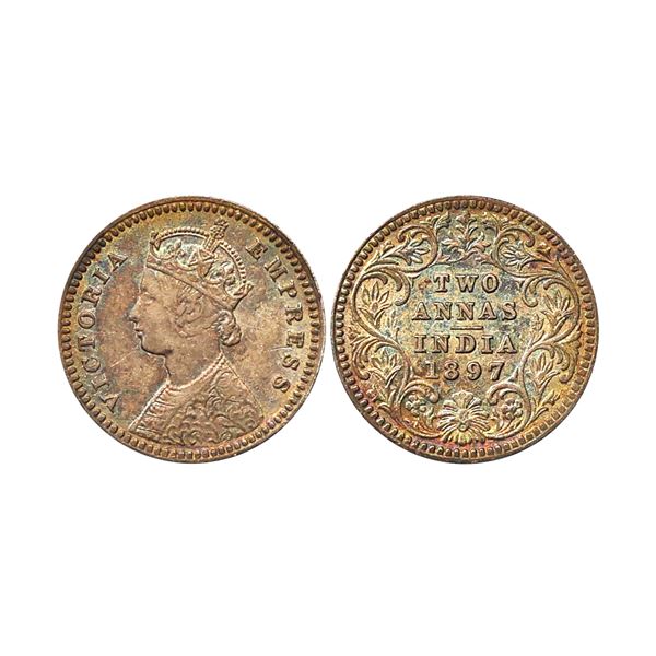 Victoria Empress, Silver 2 Annas, 1897, Calcutta Mint
