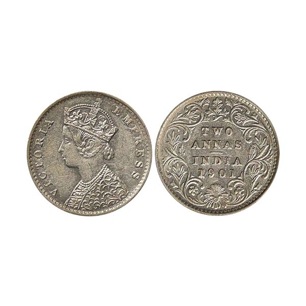 Victoria Empress, Silver 2 Annas, 1901, Calcutta Mint