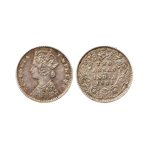 Victoria Empress, Silver 2 Annas, 1901, Calcutta Mint