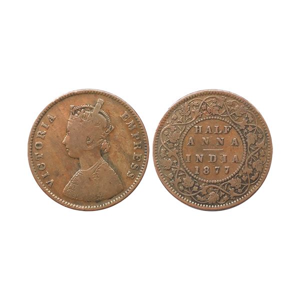 Victoria Empress, Copper Half Anna, 1877, Bombay Mint