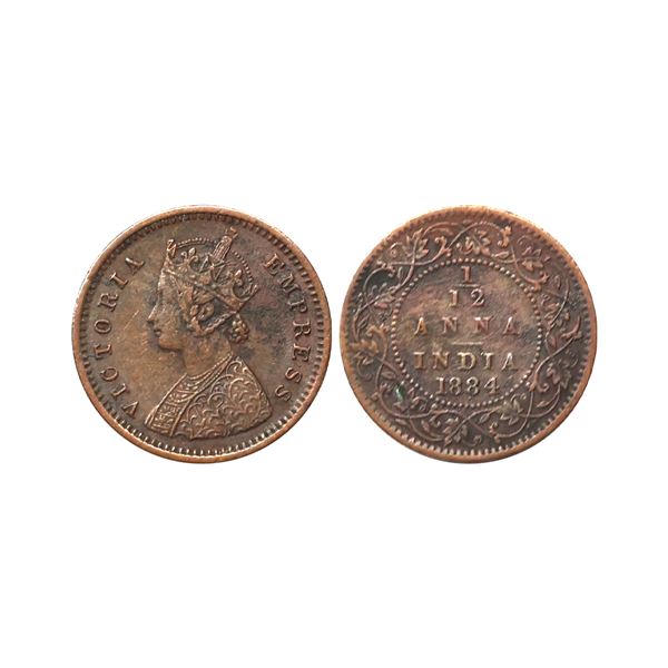 Victoria Empress, Copper 1/12 Anna, 1884