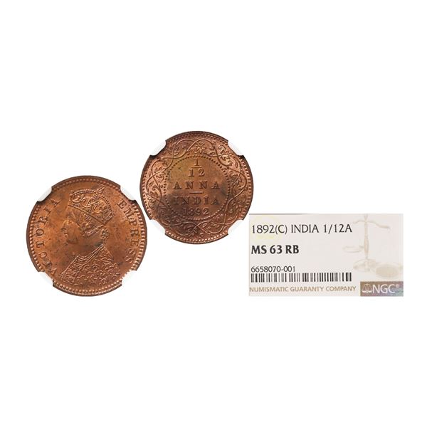 Victoria Empress, Copper 1/12 Anna, 1892, Calcutta Mint