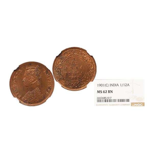Victoria Empress, Copper 1/12 Anna, 1901, Calcutta Mint