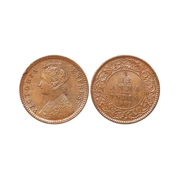 Victoria Empress, Copper 1/12 Anna, 1901, Calcutta Mint