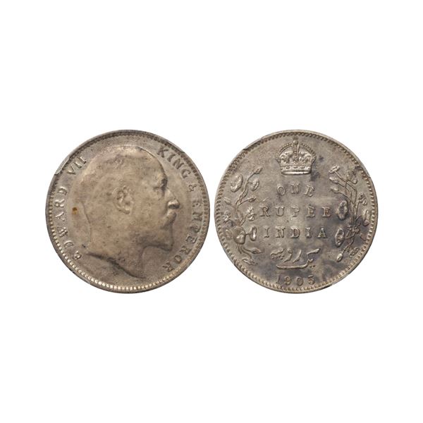 Edward VII King Emperor, Silver Rupee, 1905, Bombay Mint