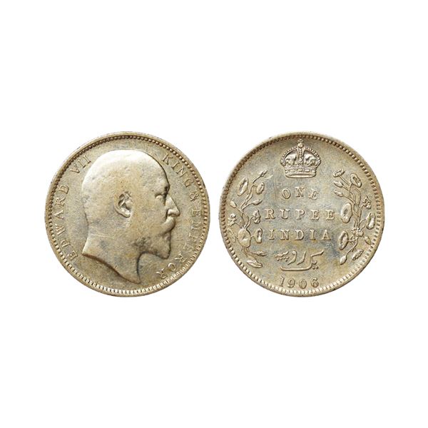 Edward VII King & Emperor, Silver Rupee, 1906, Calcutta Mint