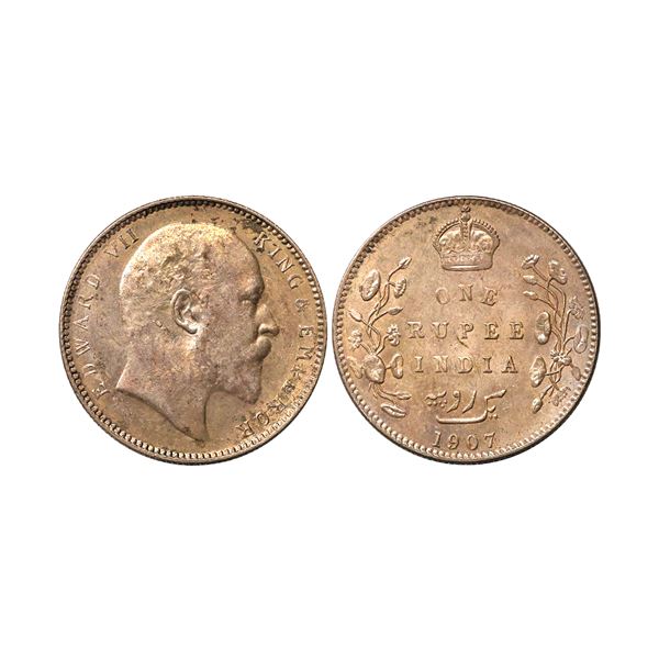 Edward VII King & Emperor, Silver Rupee, 1907, Bombay Mint