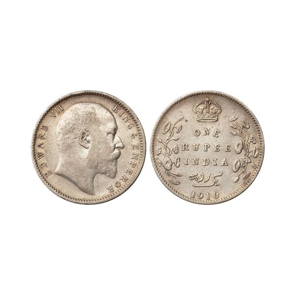 Edward VII King & Emperor, Silver Rupee, 1910, Calcutta Mint