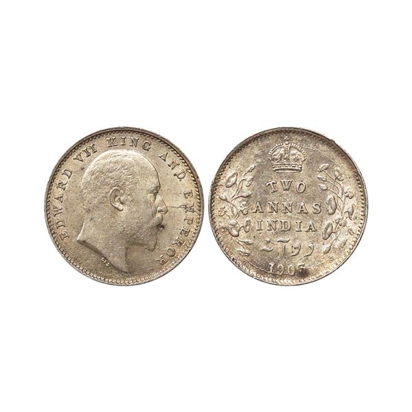 Edward VII King & Emperor, Silver 2 Annas, 1903, Calcutta Mint