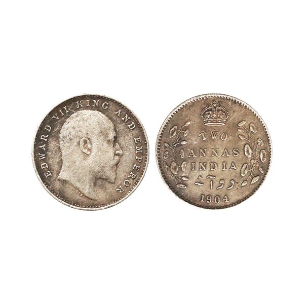 Edward VII King & Emperor, Silver 2 Annas, 1904, Calcutta Mint