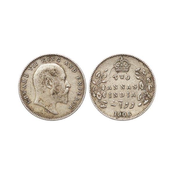 Edward VII King & Emperor, Silver 2 Annas, 1906, Calcutta Mint