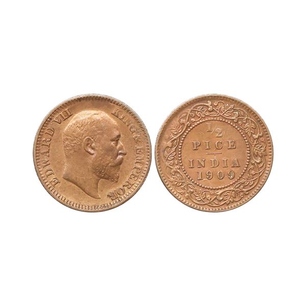 Edward VII King & Emperor, Copper ½ Pice, 1909, Calcutta Mint