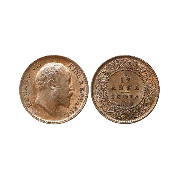 Edward VII King & Emperor, Bronze 1/12 Anna, 1910, Calcutta Mint