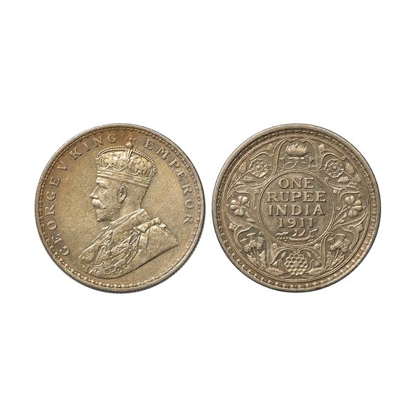 George V King Emperor, Silver Rupee, 1911, Calcutta Mint