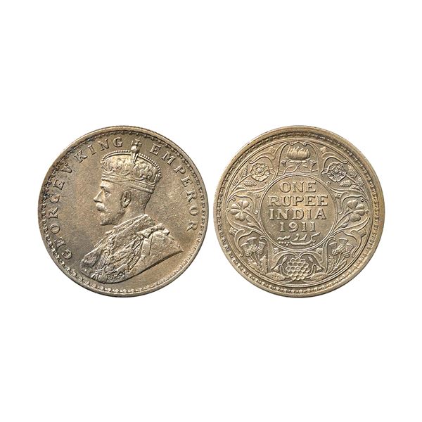 George V King Emperor, Silver Rupee, 1911, Calcutta Mint