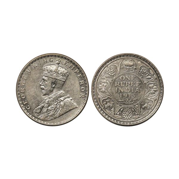 George V King & Emperor, Silver Rupee, 1913, Bombay Mint