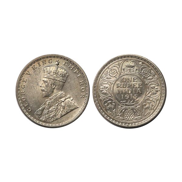 George V King Emperor, Silver Rupee, 1915, Calcutta Mint