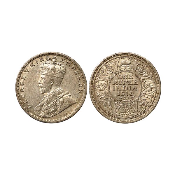 George V King & Emperor, Silver Rupee, 1916, Calcutta Mint