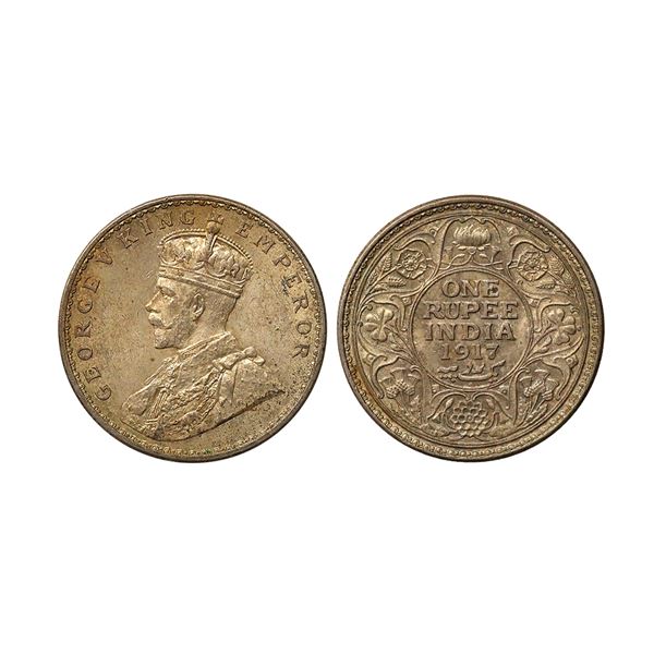 George V King & Emperor, Silver Rupee, 1917, Calcutta Mint