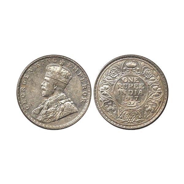 George V King & Emperor, Silver Rupee, 1917, Bombay mint