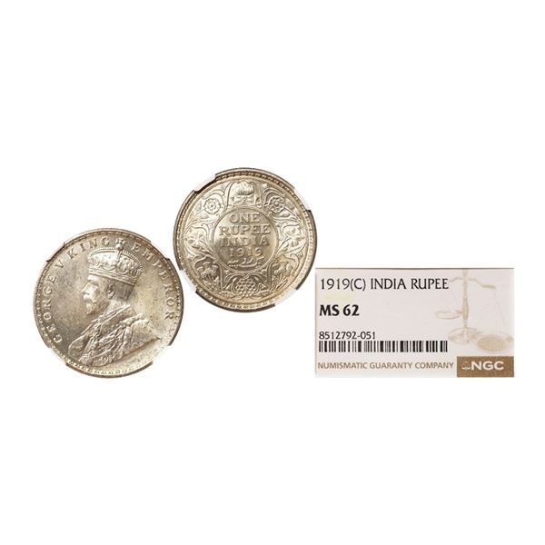 George V King Emperor, Silver Rupee, 1919, Calcutta Mint