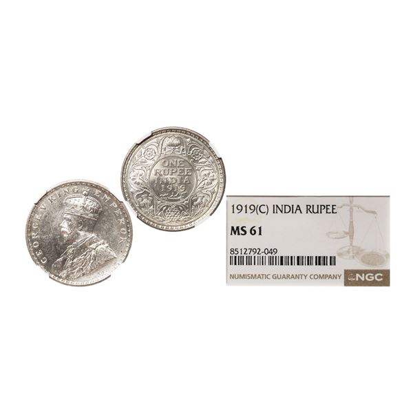 George V King Emperor, Silver Rupee, 1919, Calcutta Mint