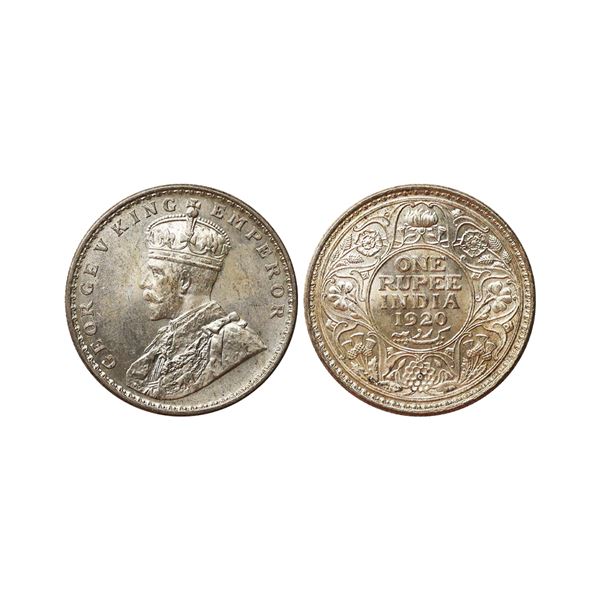 George V King Emperor, Silver Rupee, 1920, Calcutta Mint