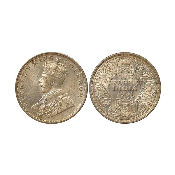 George V King Emperor, 1921 Silver Rupee, Bombay mint,