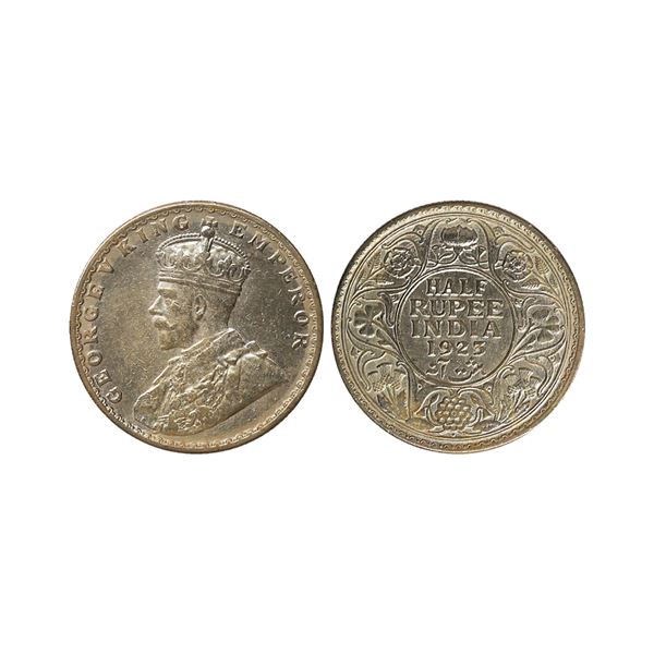 George V King Emperor, Silver 1/2 Rupee, 1923, Bombay Mint