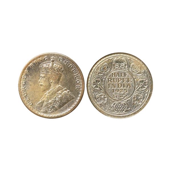 George V King Emperor, Silver 1/2 Rupee, 1923, Bombay Mint