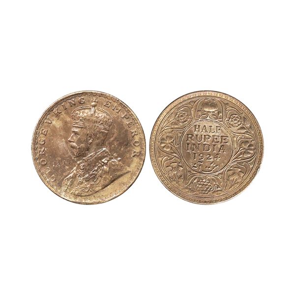 George V King Emperor, Silver 1/2 Rupee, 1924, Bombay Mint
