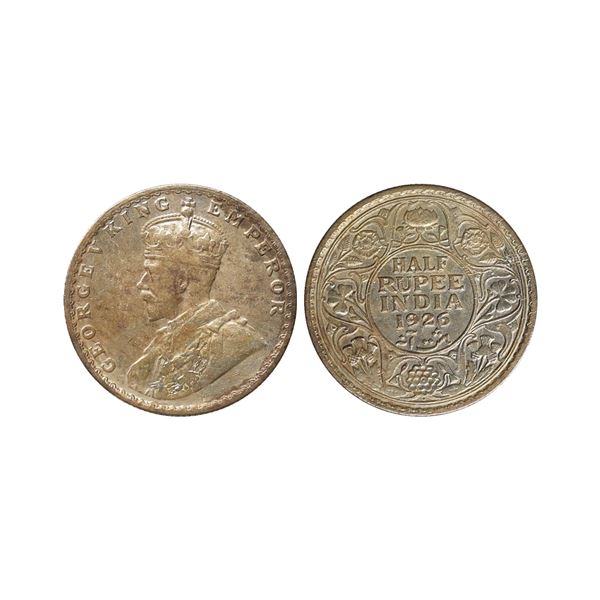 George V King Emperor, Silver 1/2 Rupee, 1926, Bombay Mint