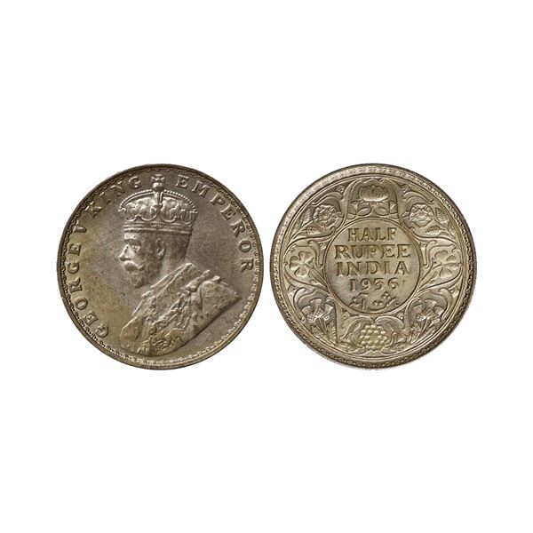 George V King Emperor, Silver 1/2 Rupee, 1936, Bombay Mint