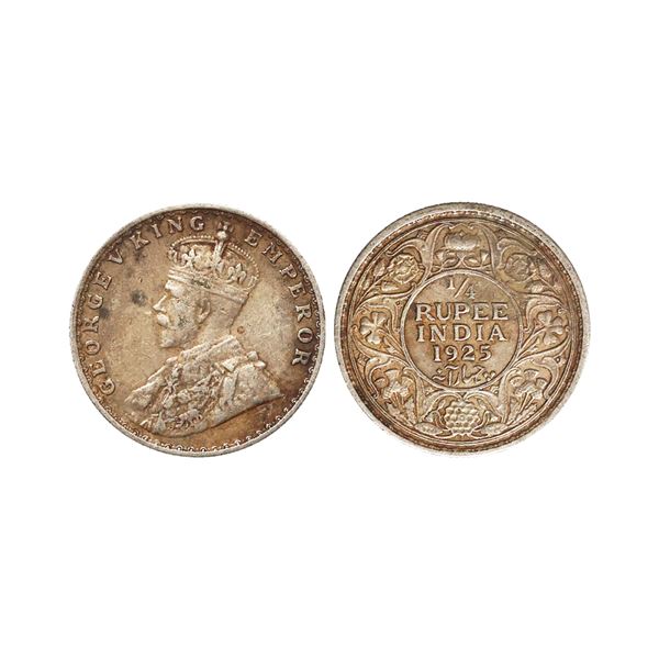 George V King Emperor, Silver 1/4 Rupee, 1925, Bombay Mint