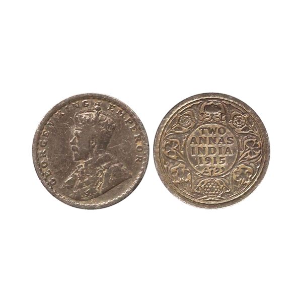 George V King Emperor, Silver 2 Annas, 1915, Bombay Mint