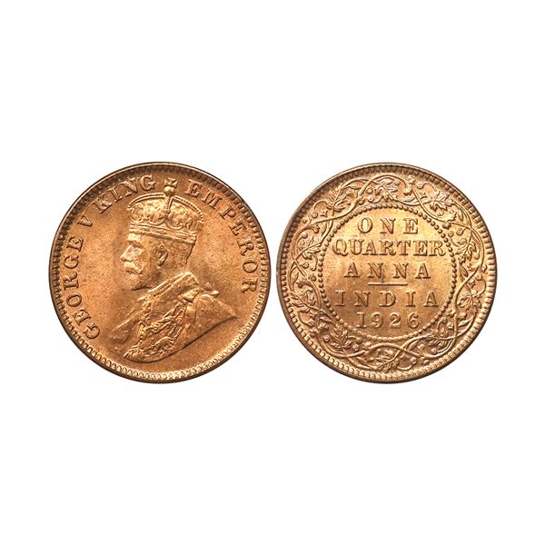 George V King & Emperor, Copper ¼ Anna, 1926, Calcutta Mint