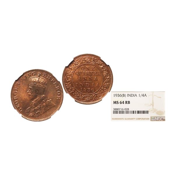 George V King Emperor, Copper ¼ Anna, 1936, Bombay Mint