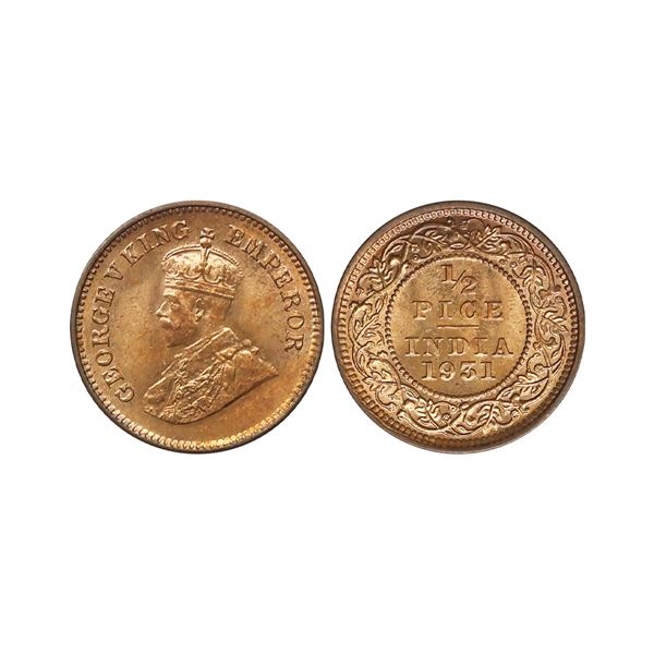 George V King Empreor, Copper ½ Pice, 1931
