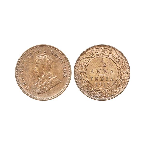 George V King Empreor, Bronze 1/12 Anna, 1913, Calcutta Mint