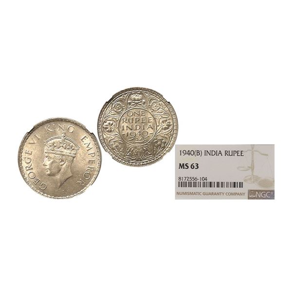 George VI King Emperor, 1940, Silver Rupee, Bombay mint, The coin is in natural state with
